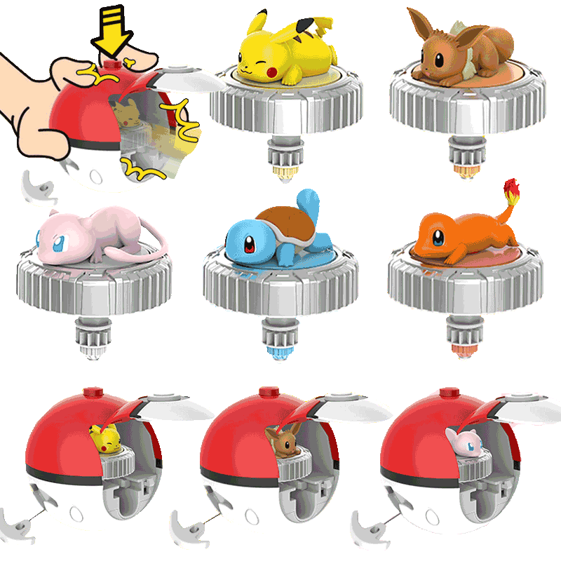 新款宝可梦玩具男孩魔幻陀螺皮卡丘小火龙精灵球旋转儿童战斗坨罗