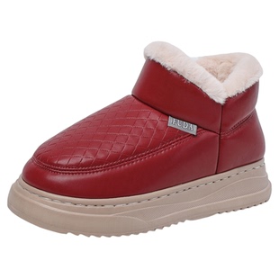冬季防水皮面加厚绒高包跟棉拖鞋男女款居家外穿防滑厚底保暖棉鞋
