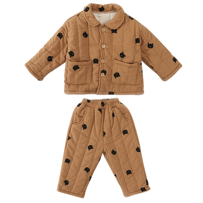 趣趣么么男女童加厚三层夹棉睡衣