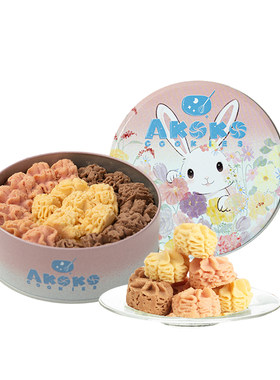 【活动链接】AKOKO小花黄油曲奇饼干礼盒160g休闲零食甜品送礼