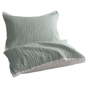 纯棉纱布枕巾一对日式简约柔软素色全棉吸汗单人成人情侣枕头盖巾