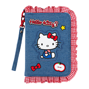 广博三丽鸥凯蒂猫精美刺绣书皮带挂绳手帐本包书皮纸初中生小学生书皮套子皮书本保护套布面收纳本