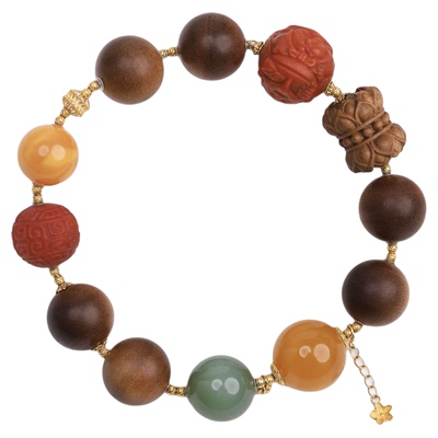 18K金老山檀黑肉手串1.2沉水