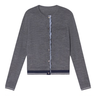 诗篇专选学院风绵羊毛针织开衫女假两件上衣针织衫2026夏季新款