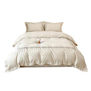 四件套棉麻新款麻本色床单被套床上套件轻奢感麻棉四件套