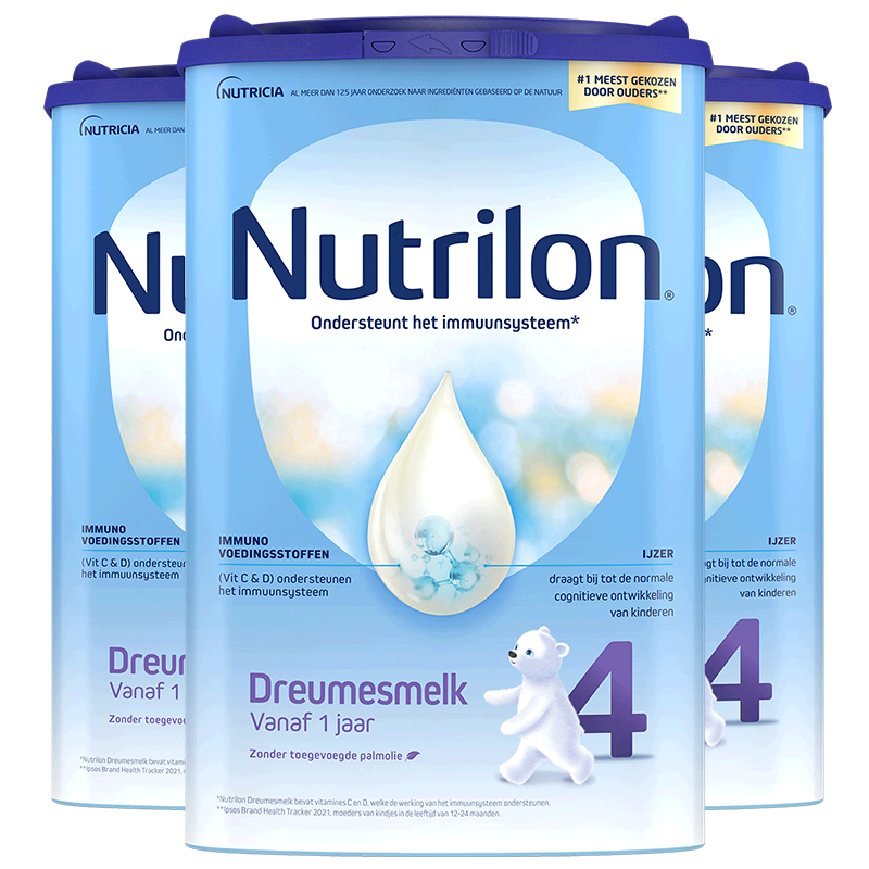 【自营】Nutrilon诺优能牛栏配方奶粉4段1岁+宝宝成长800g*3罐