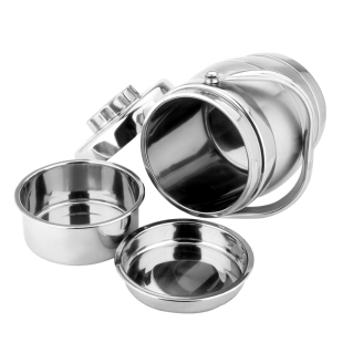 1.6L 双层鼓型保温提锅 大容量保温桶 不锈钢饭篮  学生分隔饭盒