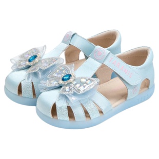 泰兰尼斯meta夏季新款女童发光公主凉鞋小女孩水晶鞋软底闪灯单鞋