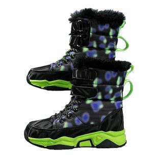 小黄鸭布咚男女童2025冬季新款户外运动雪地靴儿童防水加绒大棉鞋