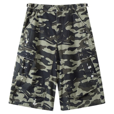 鹿晗同款STARTER短裤2025秋季新款宽松男女同款迷彩裤七分裤裤子