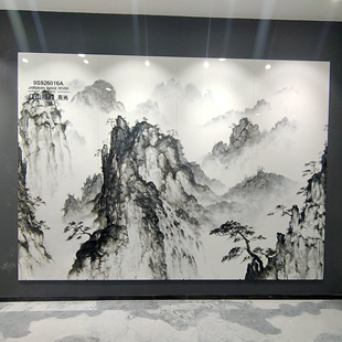 岩板电视背景墙连纹大板大理石客厅悬品 新品 销江山揽胜900x2600