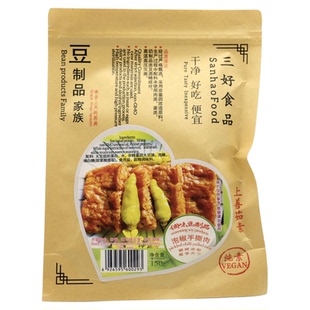三好即食泡椒手撕肉150g纯素食野山椒素肉仿荤豆腐干零食斋菜