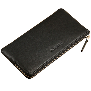 曼邦男士钱包长款真皮牛皮超薄2024新款迷你潮牌拉链手机小手包男