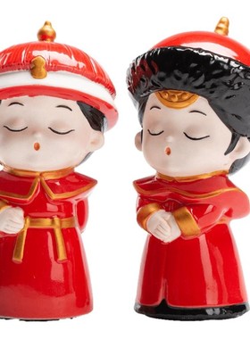 迦境陶瓷婚庆装饰高档公仔一对