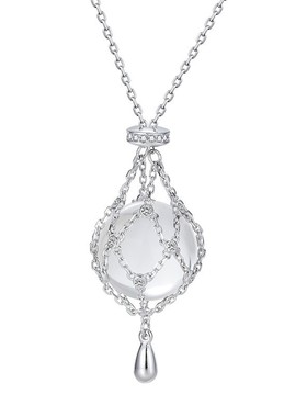 925纯银网兜白水晶项链