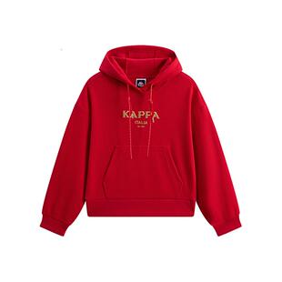 Kappa卡帕女装2026春季新款运动休闲红色连帽针织卫衣K0G22MT06