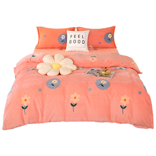 冬季加绒被套单件法兰绒加厚冬天双面毛绒牛奶绒被罩单人宿舍家用