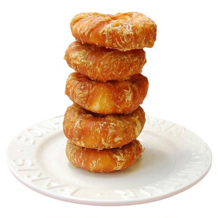 大家喜欢的3寸甜甜圈! 出口满满鸡肉绕3寸牛皮甜甜圈5支装320g