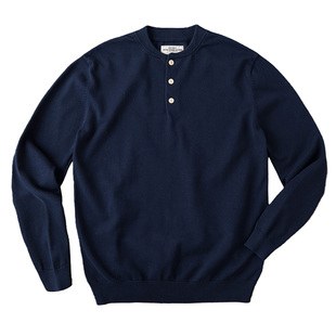 阿美咔叽美式复古套头长袖亨利领纯棉针织衫男打底衫线衣上衣秋季