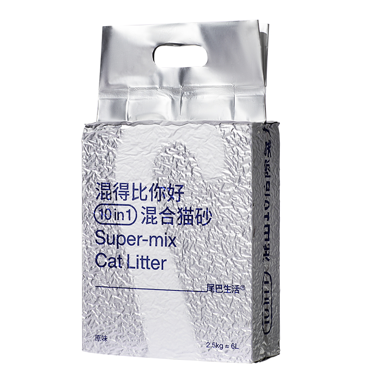 尾巴生活混合貓砂2.5kg豆腐貓砂膨潤土貓砂吸水結(jié)團除臭包郵10kg