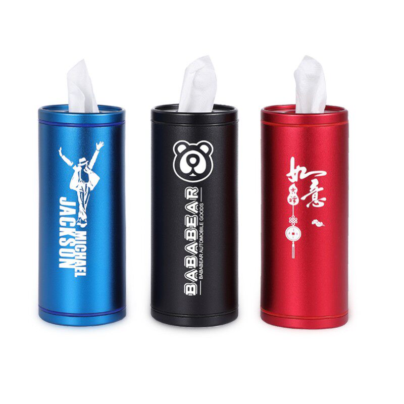 铝合金潮牌圆筒定制车载纸巾盒