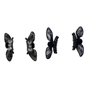 黑色蕾丝蝴蝶结刘海小抓夹女高级感2026年新款高端侧边发夹子头饰