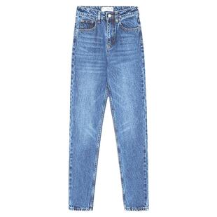 纯棉无弹力 高个子185法式牛仔裤165加长法棍裤女高腰烟管小直筒