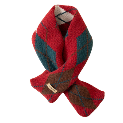 儿童冬季格子针织毛线围脖小围巾