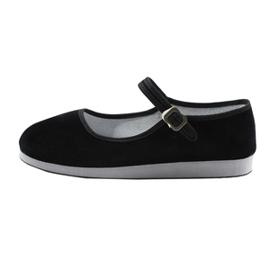 骏舞民间舞鞋平底鞋黑绒布鞋胶州秧歌鞋泡沫底鞋舞蹈练功鞋