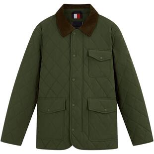 【菱格绗缝】Tommy秋冬男巴恩风灯芯绒翻领棉服夹克外套节日礼物