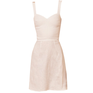 reformation法式棉麻气质白色吊带连衣裙子女露背小众设计感短裙