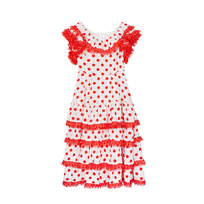 昭和原创设计风出游新款波点洋装