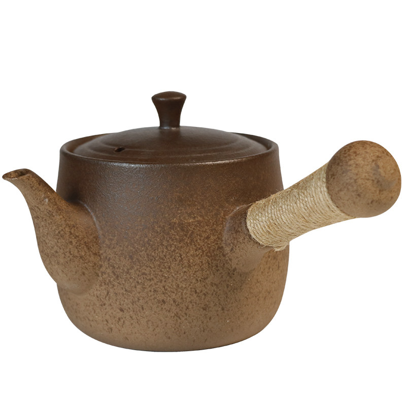 日式陶瓷煮茶器侧把煮茶壶花茶黑茶白茶壶大口碳炉围炉煮茶电陶炉
