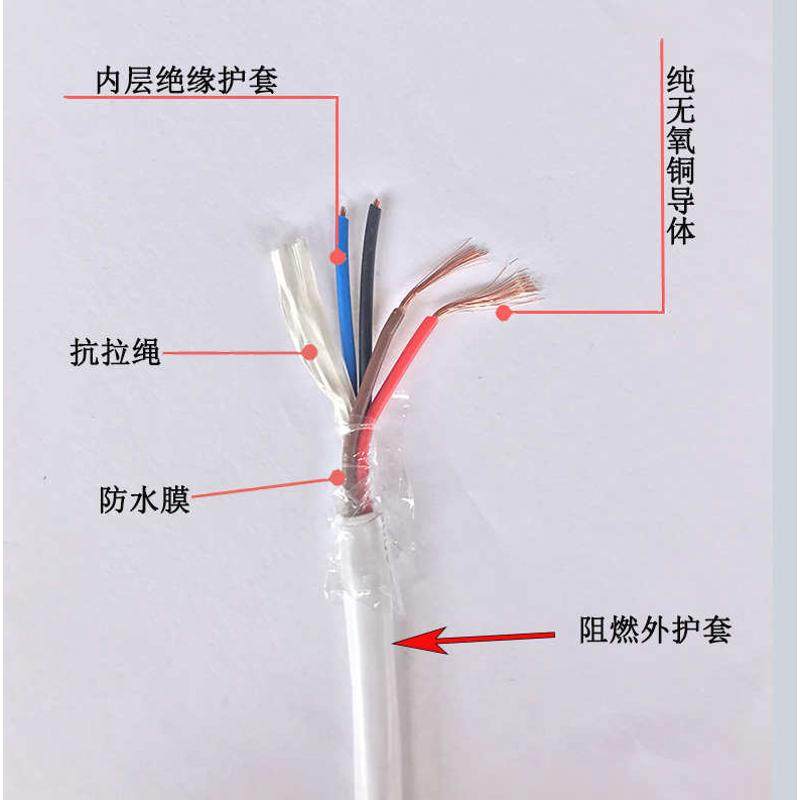 白色圆形铜芯护套线RVV2/3/4芯1.5电源线2.5平方6芯0.5信号线0.75