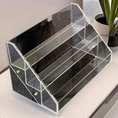 亚克力三层展示架有机玻璃展示架商场指甲油陈列架阶梯化妆品透明