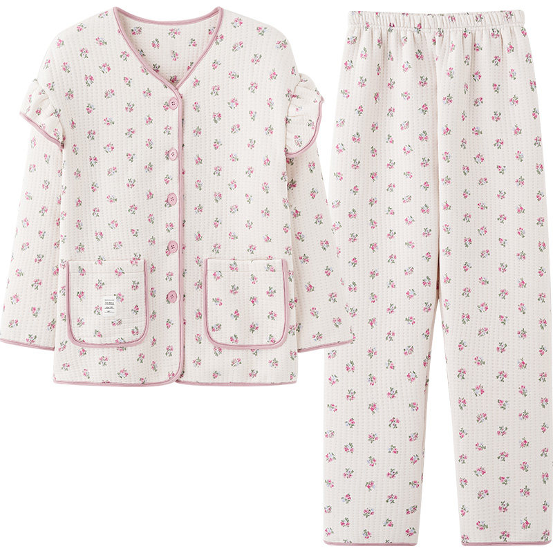 空气棉月子服睡衣秋冬款甜美碎花