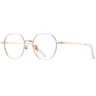 超轻奶茶色近视眼镜女可配有度数防蓝光素颜纯钛金丝眼镜架方圆脸
