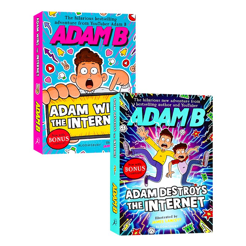 亚当玩转互联网2册 英文原版 Adam Wins the Internet 爆笑成长小说 青少年网络主题课外英语读物儿童幽默冒险故事 Adam B
