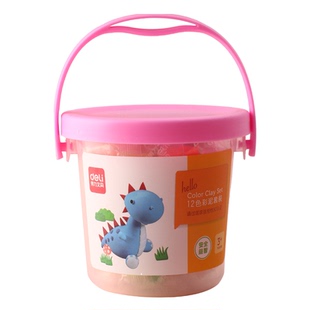 得力彩泥无毒儿童安全橡皮泥小学生专用橡轻泥胶泥无味白色象皮软泥幼儿园手工粘土玩具彩色桶装24色