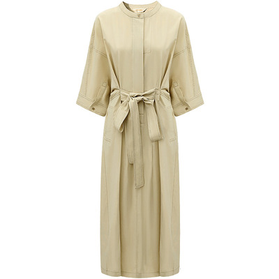 [断码清仓]COCOBELLA明线装饰绑带连衣裙女蝙蝠袖衬衫裙FR7005