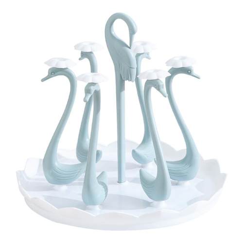 玻璃杯架水杯倒挂架旋转茶杯架收纳架沥水杯架子带托盘家用置物架