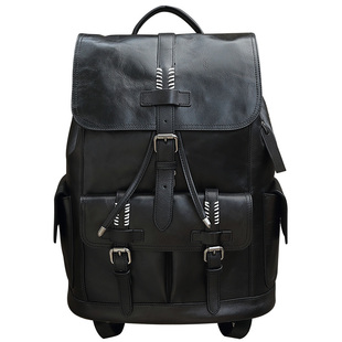 HANMIIS胡椒盐 头层牛皮大容量双肩包旅行袋包全真皮男士背包书包