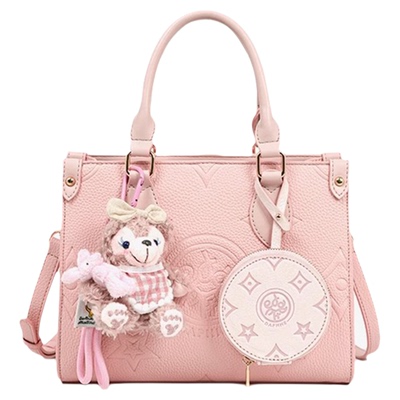 达芙妮粉色印花单肩包