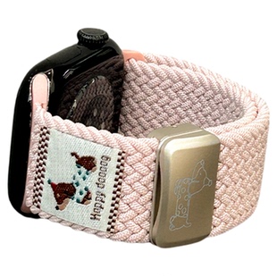 iserisewatch适用苹果手表表带iWatchs11编织尼龙透气applewatch10冬天女款s8代腊肠狗可爱41mm磁吸Ultra腕带