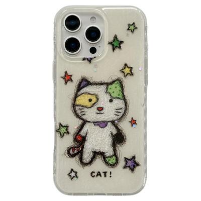 ins趣味可爱小怪猫卡通涂鸦适用苹果17手机壳iphone16ProMax新款15promax女款13带链条16pro双层14全包保护套