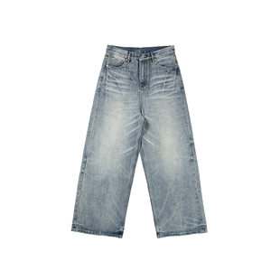 CountryMoment【男女同款】纯棉水洗宽松直筒牛仔裤浅色工装长裤