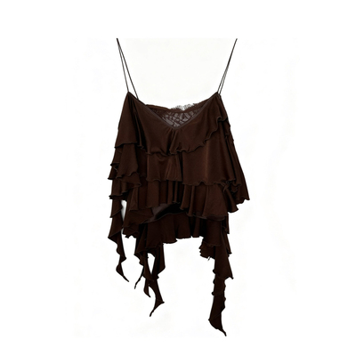 JACQUESWEI荷叶边蕾丝吊带背心