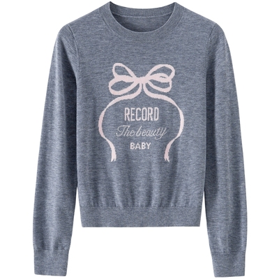 【漂亮结】BANANA BABY2026年春季新款蝴蝶结提花羊毛针织衫女