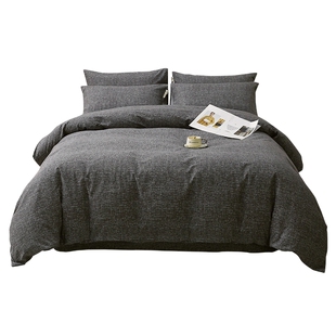 冬季加厚纯棉被套单件全棉磨毛160x210被罩三四件套床笠简约纯色