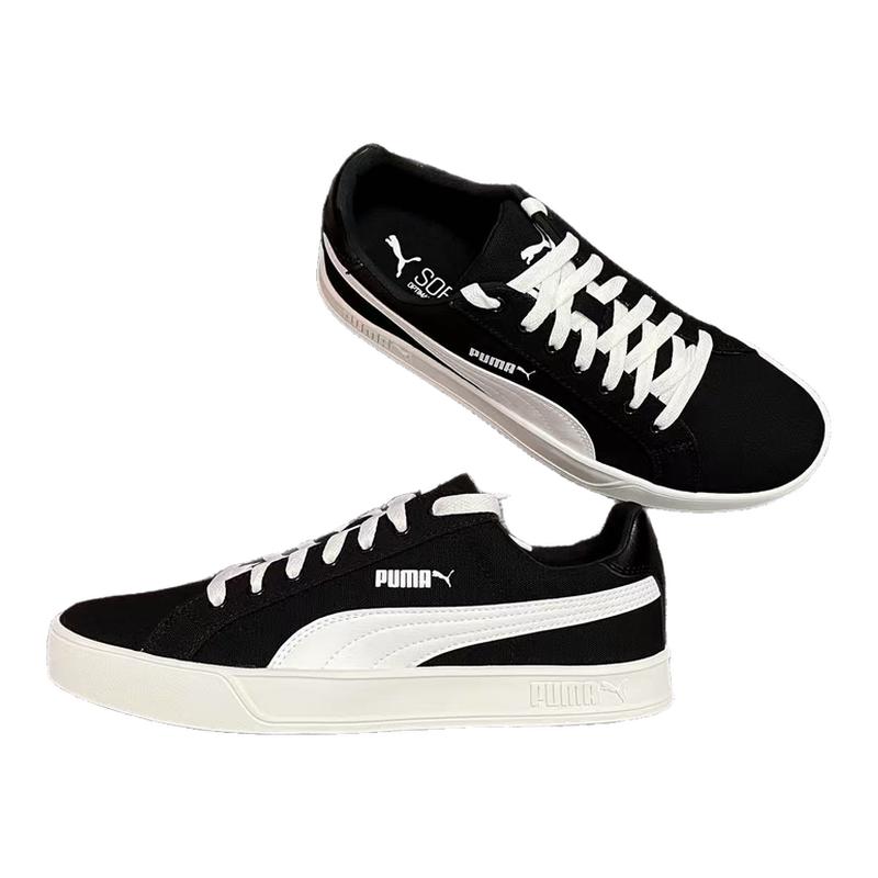 PUMA彪马 Smash Vulc Canvas 黑白 帆布舒适潮流百搭 低帮板鞋